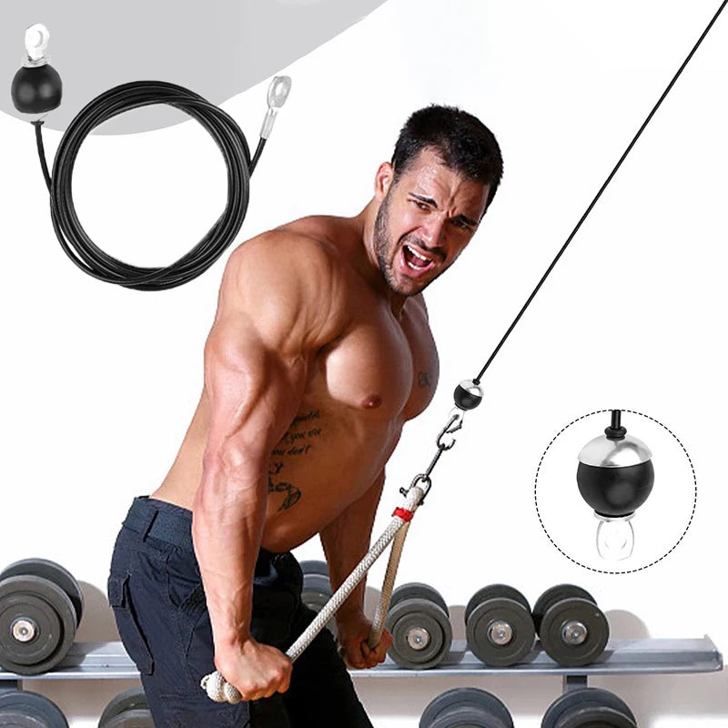 Heavy Duty Fitness Cable PU Coated Pulley Rope Adjustable Home Gym Equipment Accessories Arm Triceps Training Cable Fly System