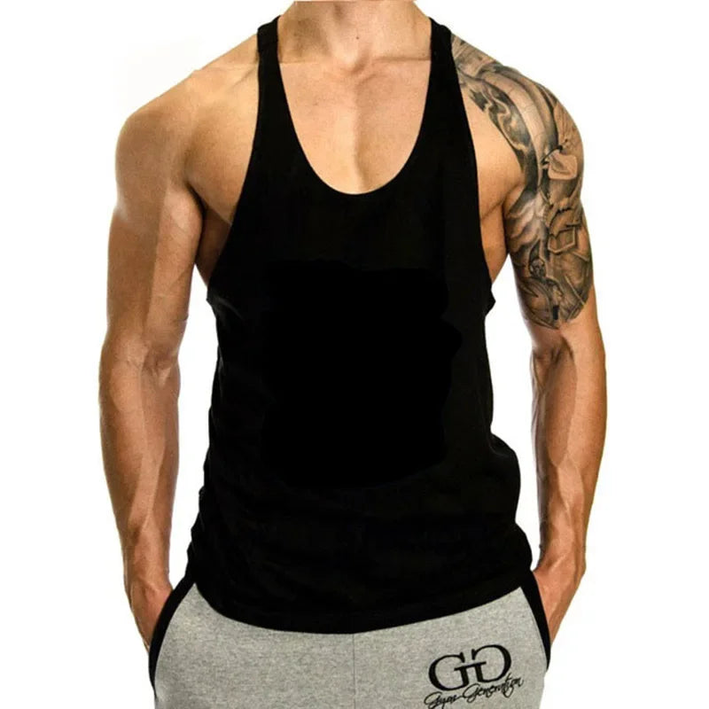 100% Cotton Bodybuilding Brand Jogger Gym Singlet Training Bodybuilding Tank Top Vest Shirt Sleeveless Fitness Shirt For Men