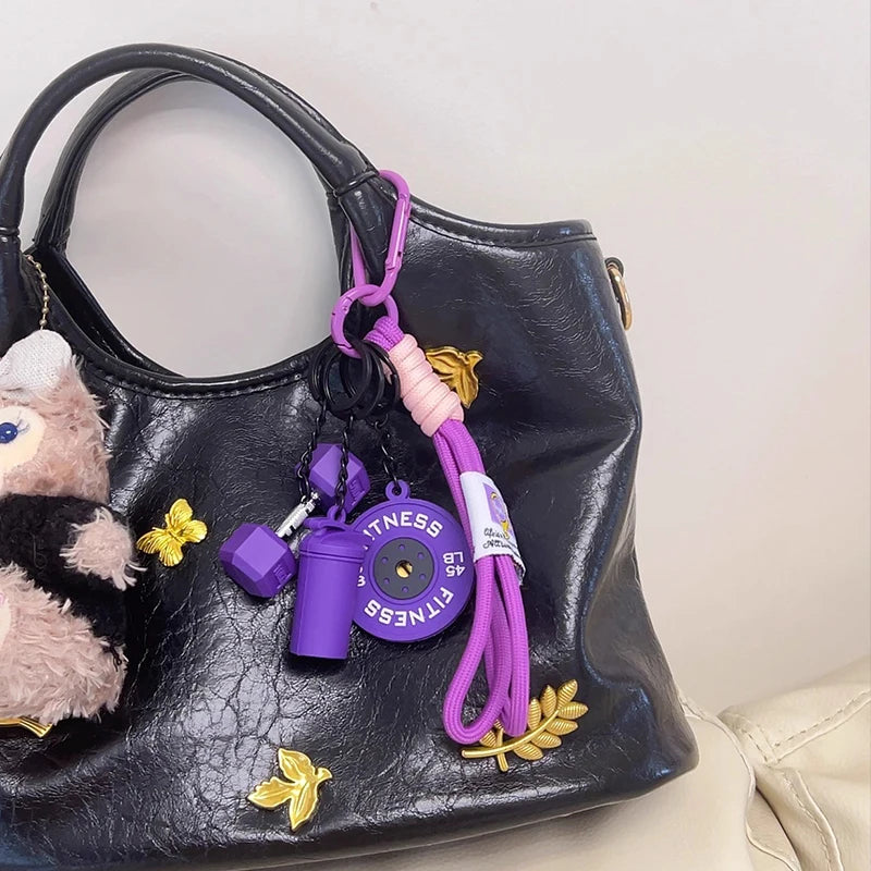 2025 HOT! Fitness Keychain Gym Barbell Key chain Weightlifting Keyring Silicone Weight Plate Gym Gifts Workout Gifts Bag gift